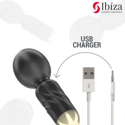 mini massaggiatore nero portatile in silicone ricaricabile