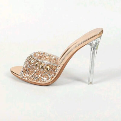 scarpa sandalo trasparente punta rotonda tacco 12cm taglia42